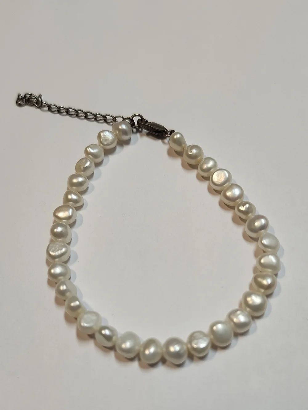Sterling Silver Real Freshwater Pearl Bracelet in White